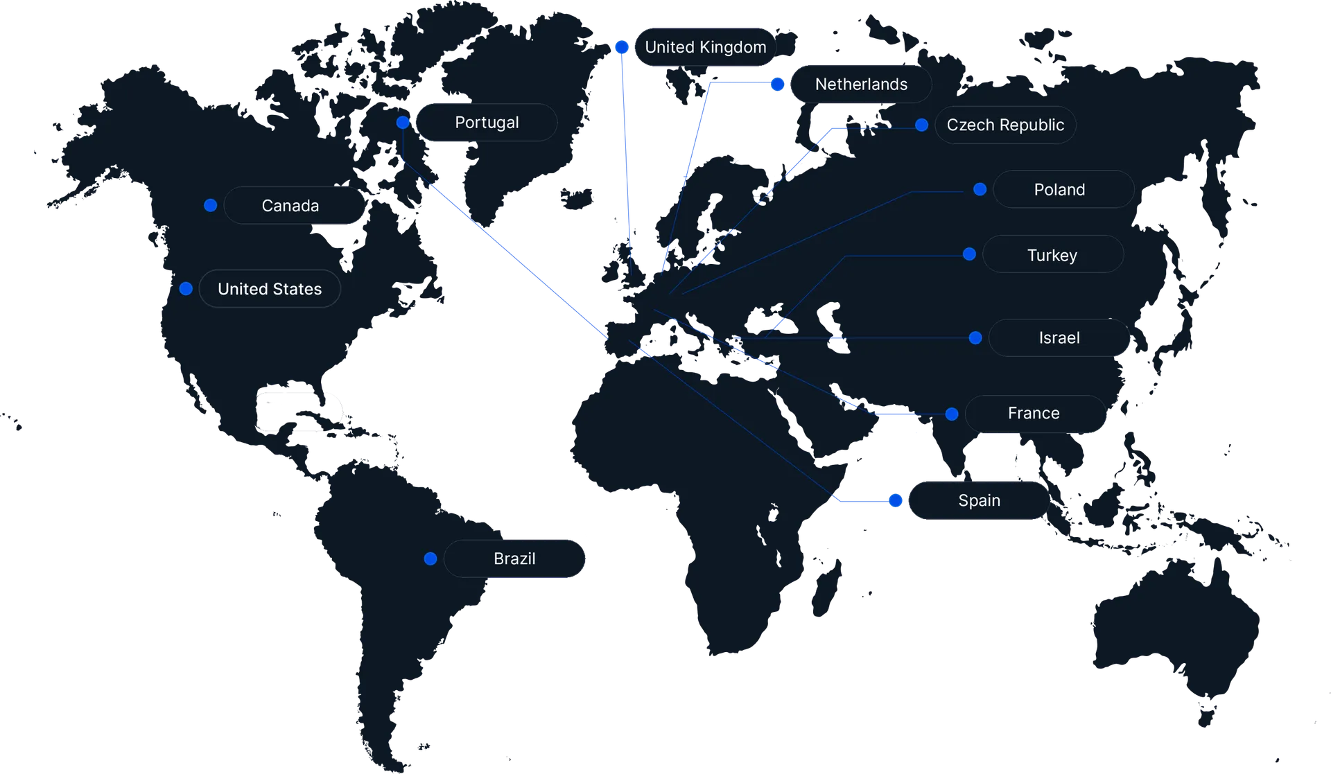 World map showing CVEDIA's global presence