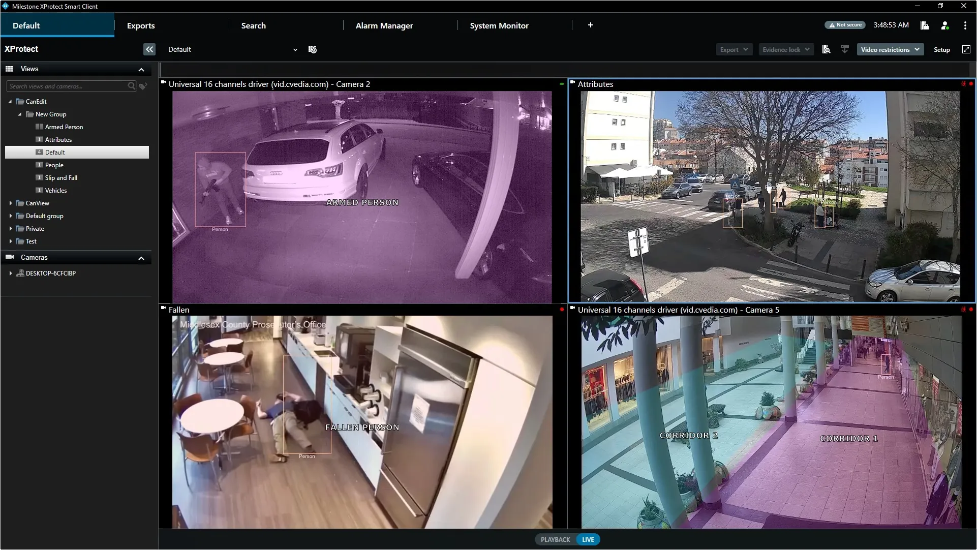 CVEDIA-RT for Milestone XProtect interface
